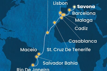 Costa Diadema - Itálie, Španělsko, Portugalsko, Maroko, Kapverdy, ... (ze Savony)