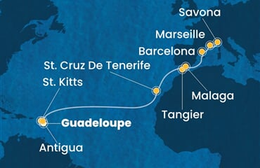 Costa Favolosa - Nizozemské Antily, Španělsko, Maroko, Francie, Itálie (Pointe-a-Pitre)