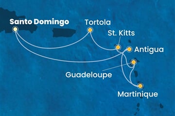 Costa Favolosa - Dominikán.rep., Nizozemské Antily, Panenské o. (britské) (Santo Domingo)