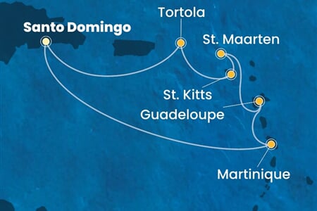 Costa Favolosa - Dominikán.rep., Nizozemské Antily, Panenské o. (britské) (Santo Domingo)
