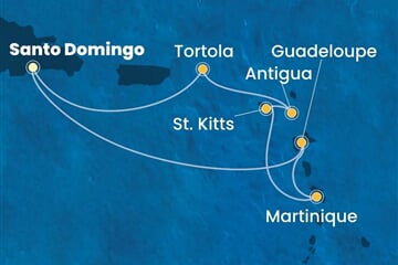 Costa Favolosa - Dominikán.rep., Nizozemské Antily, Panenské o. (britské) (Santo Domingo)