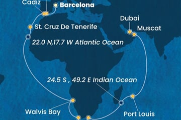 Costa Smeralda - Španělsko, Namíbie, Jihoafrická r., Mauritius, Omán, ... (z Barcelony)
