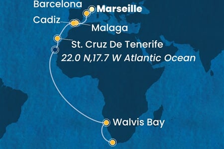 Costa Smeralda - Francie, Španělsko, Namíbie, Jihoafrická r. (z Marseille)