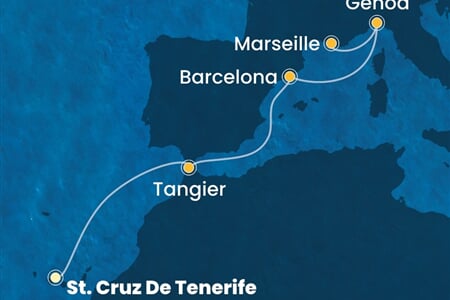 Costa Smeralda - Španělsko, Maroko, Itálie, Francie (Santa Cruz de Tenerife)