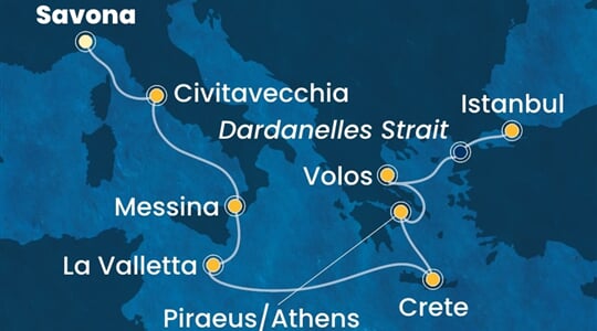 Costa Fortuna - Itálie, Malta, Řecko, Turecko (ze Savony)
