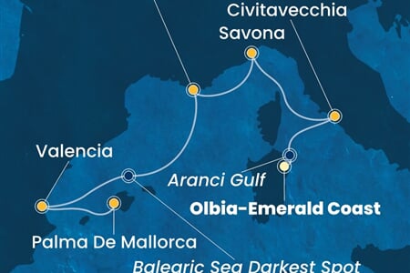 Costa Pacifica - Itálie, Francie, Španělsko (Olbia)