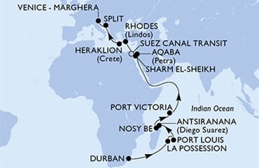 MSC Armonia - Jihoafrická r., Réunion, Mauritius, Madagaskar, Seychely, ... (Durban)
