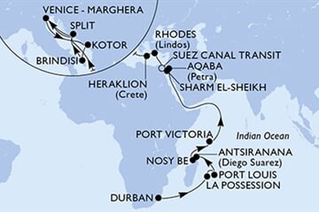 MSC Armonia - Jihoafrická r., Réunion, Mauritius, Madagaskar, Seychely, ... (Durban)