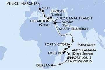 MSC Armonia - Jihoafrická r., Réunion, Mauritius, Madagaskar, Seychely, ... (Durban)