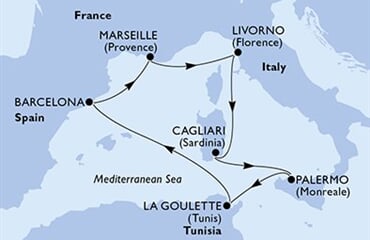 MSC Splendida - Itálie, Tunisko, Španělsko, Francie (Palermo)