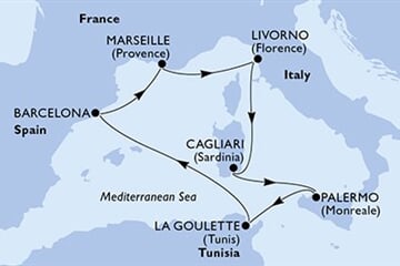 MSC SPLENDIDA - Itálie, Tunisko, Španělsko, Francie (Palermo)