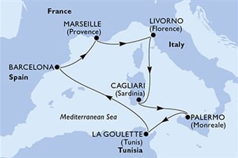 MSC Splendida - Itálie, Tunisko, Španělsko, Francie (Palermo)