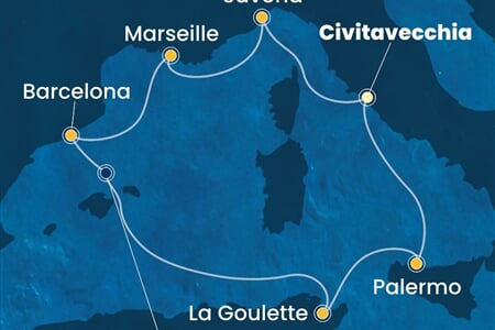Costa Pacifica - Itálie, Francie, Španělsko, Tunisko