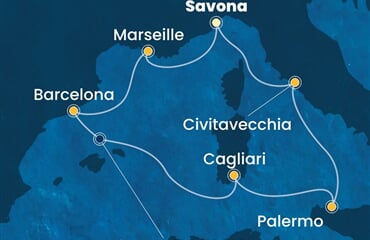 Costa Pacifica - Itálie, Francie, Španělsko (ze Savony)
