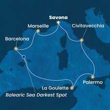 Costa Pacifica - Itálie, Francie, Španělsko, Tunisko (ze Savony)