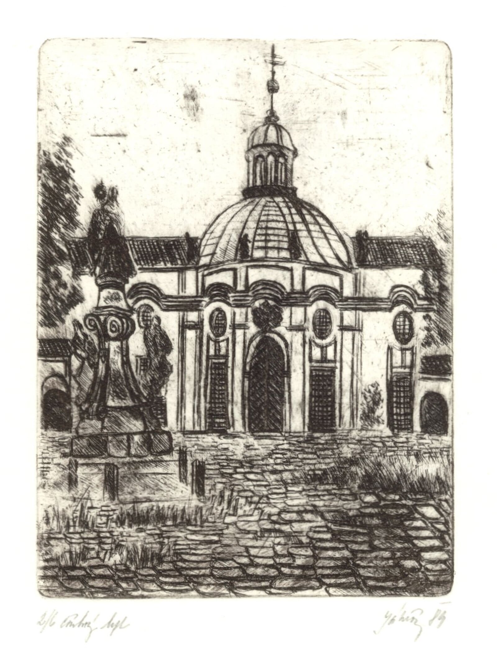 Jaroslava Jáněová: Kaple sv. Marie, Sv. Kopeček u Olomouce, 11 × 8 cm