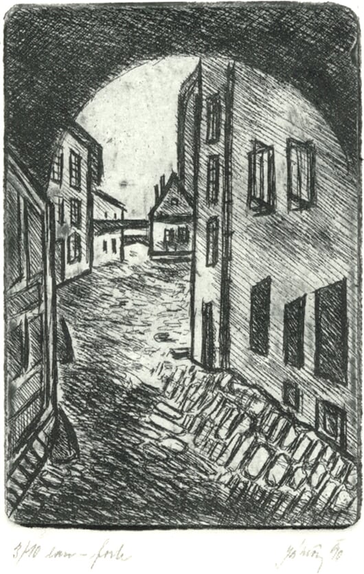Průhled Školní uličkou, Olomouc