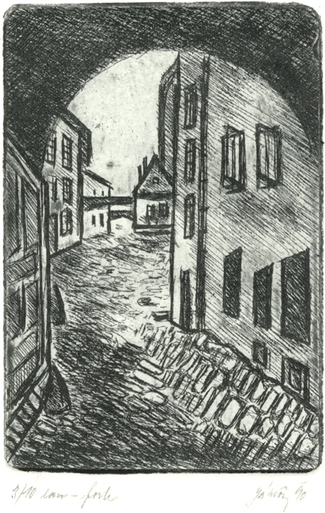 Průhled Školní uličkou, Olomouc