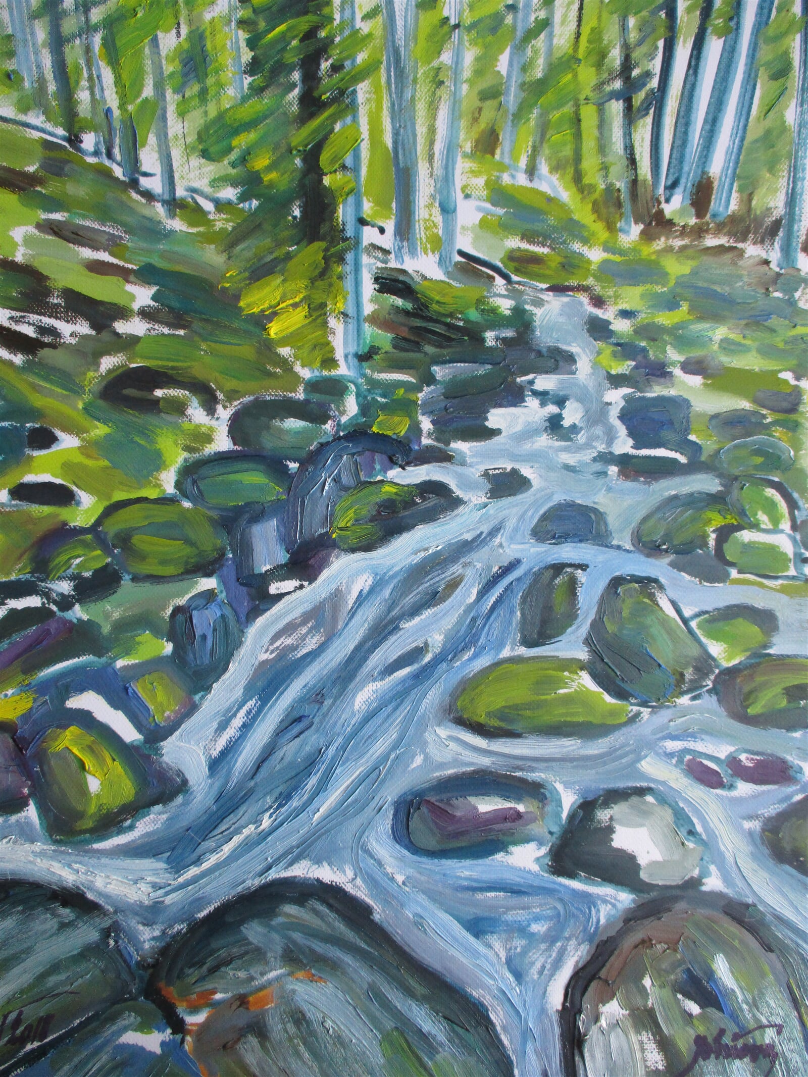 Jaroslava Jáněová: Borecký potok (přítok Bystřice), Český ráj, 50 × 40 cm