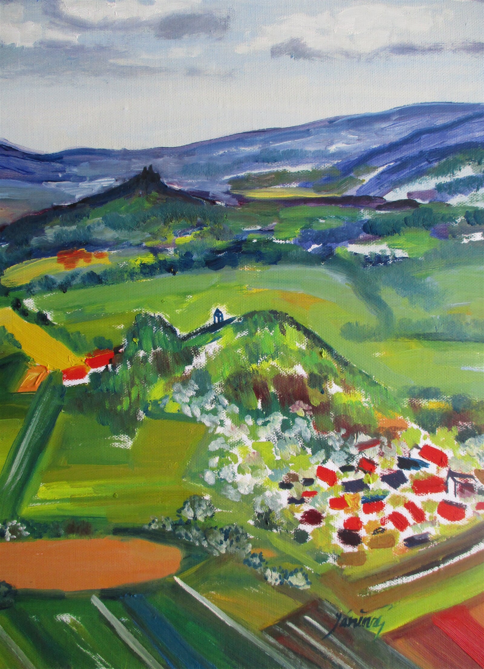 Jaroslava Jáněová: Pohled na Kozákov, Český ráj, 50 × 40 cm