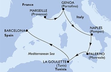 MSC Splendida - Francie, Itálie, Tunisko, Španělsko (z Marseille)