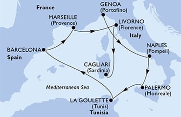 MSC Splendida - Itálie, Tunisko, Španělsko, Francie (z Janova)