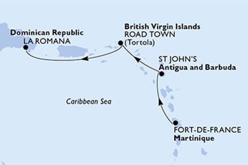 MSC OPERA - Martinik, Antigua a Barbuda, Panenské o. (britské), Dominikán.rep. (Fort-de-France)