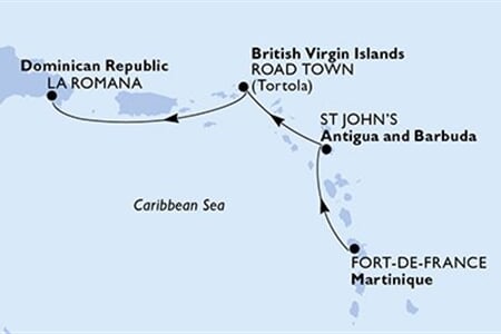 MSC OPERA - Martinik, Antigua a Barbuda, Panenské o. (britské), Dominikán.rep. (Fort-de-France)