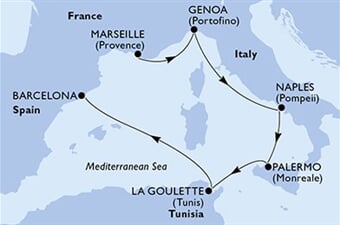 MSC Splendida - Francie, Itálie, Tunisko, Španělsko (z Marseille)