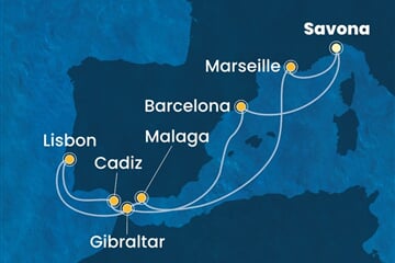 Costa Pacifica - Itálie, Španělsko, Velká Británie, Portugalsko, Francie (ze Savony)