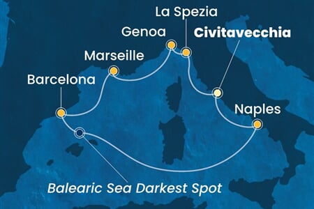 Costa Toscana - Itálie, Francie, Španělsko (z Civitavecchie)