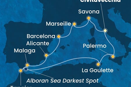 Costa Toscana - Itálie, Francie, Španělsko, Maroko, Tunisko (z Civitavecchie)