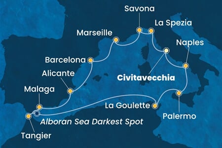 Costa Toscana - Itálie, Francie, Španělsko, Maroko, Tunisko (z Civitavecchie)