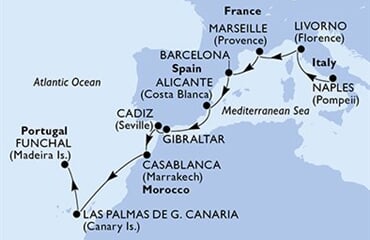 MSC Meraviglia - Itálie, Francie, Španělsko, Gibraltar, Maroko, ... (Neapol)