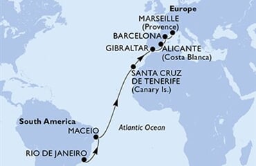 MSC Seaview - Brazílie, Španělsko, Gibraltar, Francie (z Rio de Janeira)