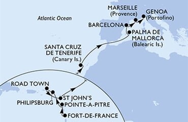 MSC Seaview - Martinik, Guadeloupe, Nizozemské Antily, Panenské o. (britské), Antigua a Barbuda, ... (Fort-de-France)