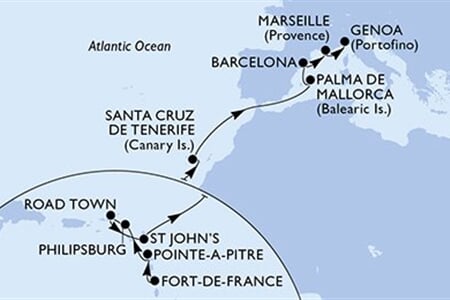 MSC Seaview - Martinik, Guadeloupe, Nizozemské Antily, Panenské o. (britské), Antigua a Barbuda, ... (Fort-de-France)