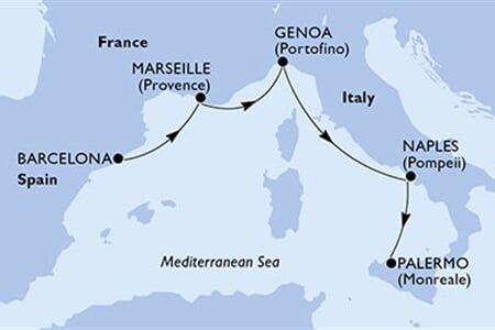 MSC SPLENDIDA - Spanyolország, Franciaország, Olaszország (a Barcelona-ből)