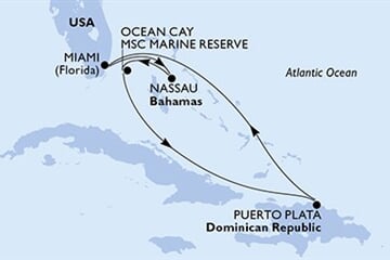 MSC MERAVIGLIA - USA, Bahamy, Dominikán.rep. (z Miami)