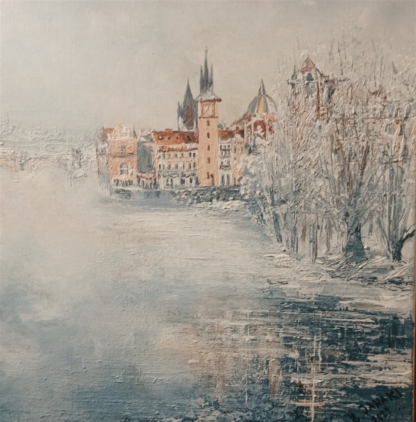 Janaki: Praha zamlžená, 40 × 40 cm