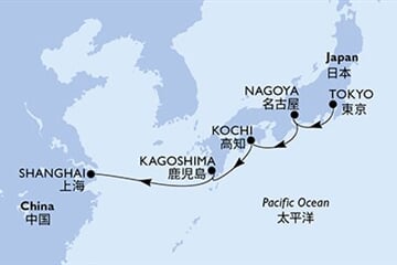 MSC Bellissima - Japonsko, Čína (z Tokia)