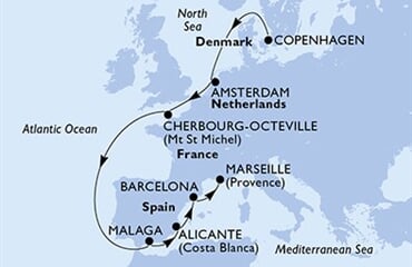 MSC Euribia - Dánsko, Nizozemí, Francie, Španělsko (z Kodaně)