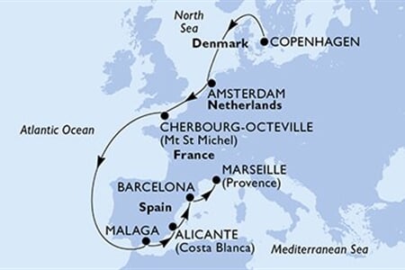 MSC Euribia - Dánsko, Nizozemí, Francie, Španělsko (z Kodaně)