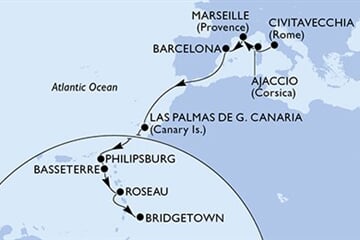 MSC SEAVIEW - Itálie, Francie, Španělsko, Nizozemské Antily, Sv.Kryštof a Nevis, ... (z Civitavecchie)