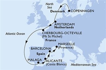 MSC Euribia - Dánsko, Nizozemí, Francie, Španělsko (z Kodaně)