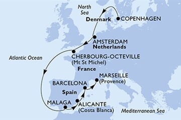MSC Euribia - Dánsko, Nizozemí, Francie, Španělsko (z Kodaně)