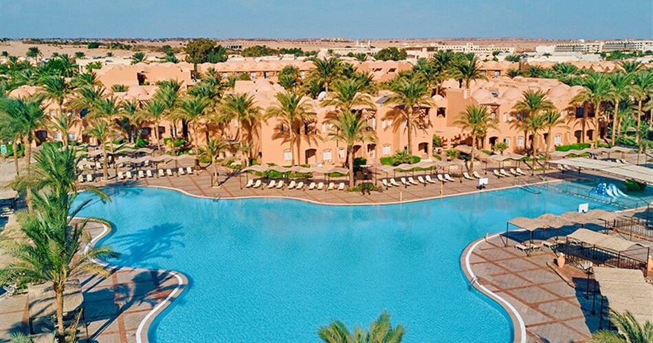 Hotel Jaz Makadi Oasis Resort: fotografie vybavení exteriérů a interiérů ubytování.