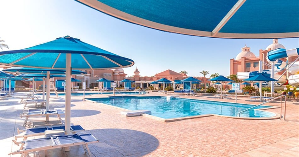 Hotel Pickalbatros Aqua Park Resort - Hurghada: fotografie vybavení exteriérů a interiérů ubytování.