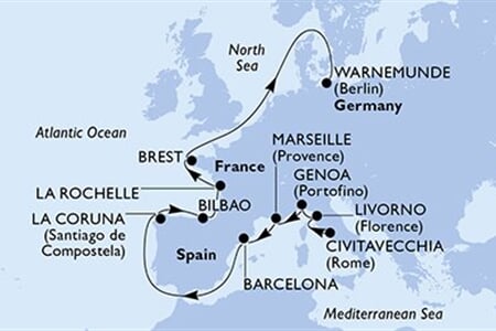 MSC MAGNIFICA - Olaszország, Franciaország, Spanyolország, Németország (a Civitavecchia-ből)