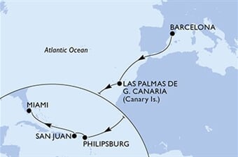MSC Grandiosa - Španělsko, Nizozemské Antily, Portoriko, USA (z Barcelony)